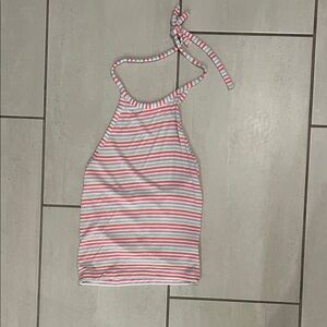 American Eagle Outfitters Striped Crop Top - Pink and Blue
